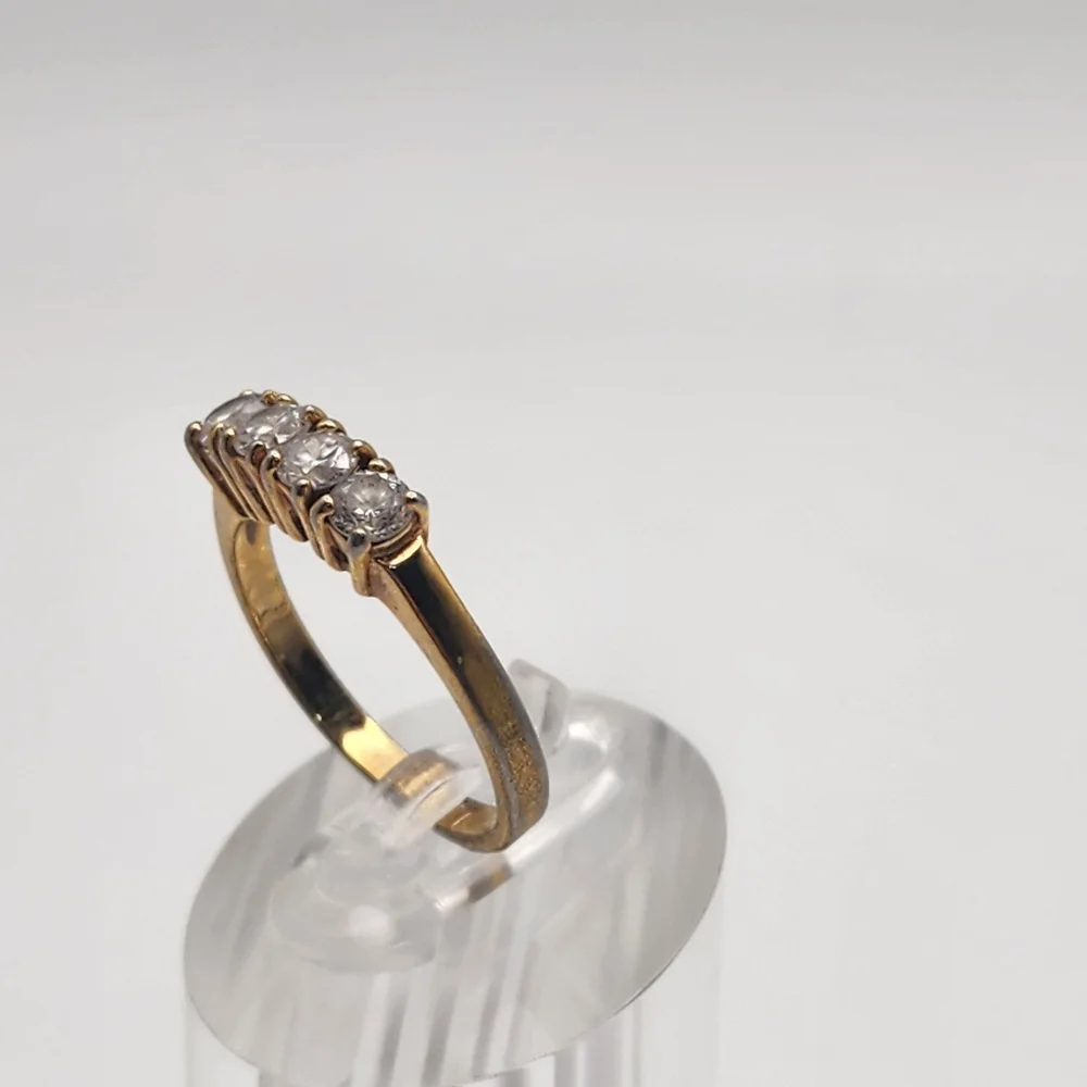 Vintage Gold Tone & Clear CZ Ring (7)